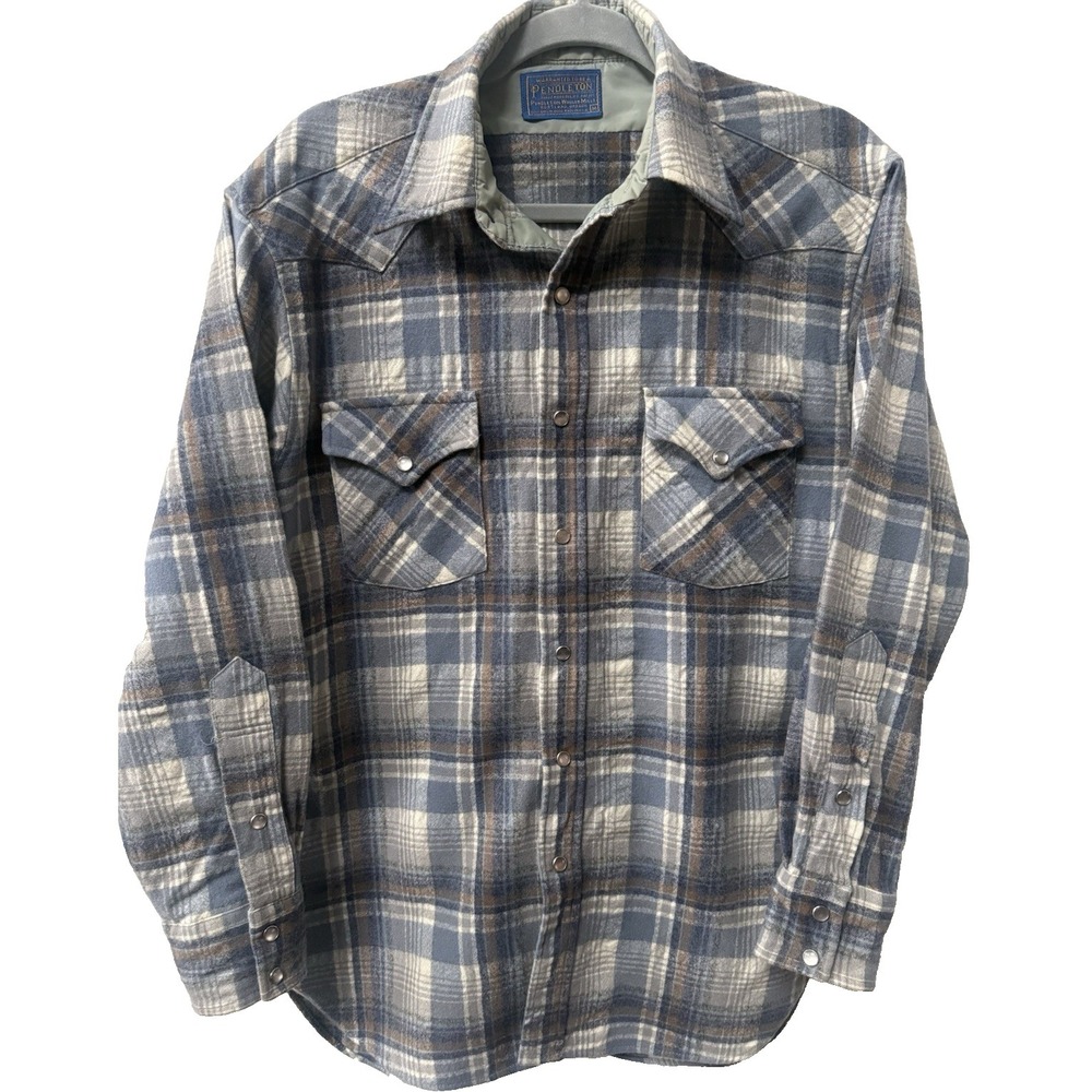 VINTAGE Pendleton High Grade Western Wear Mens M 100% Virgin Wool Pearl Snap